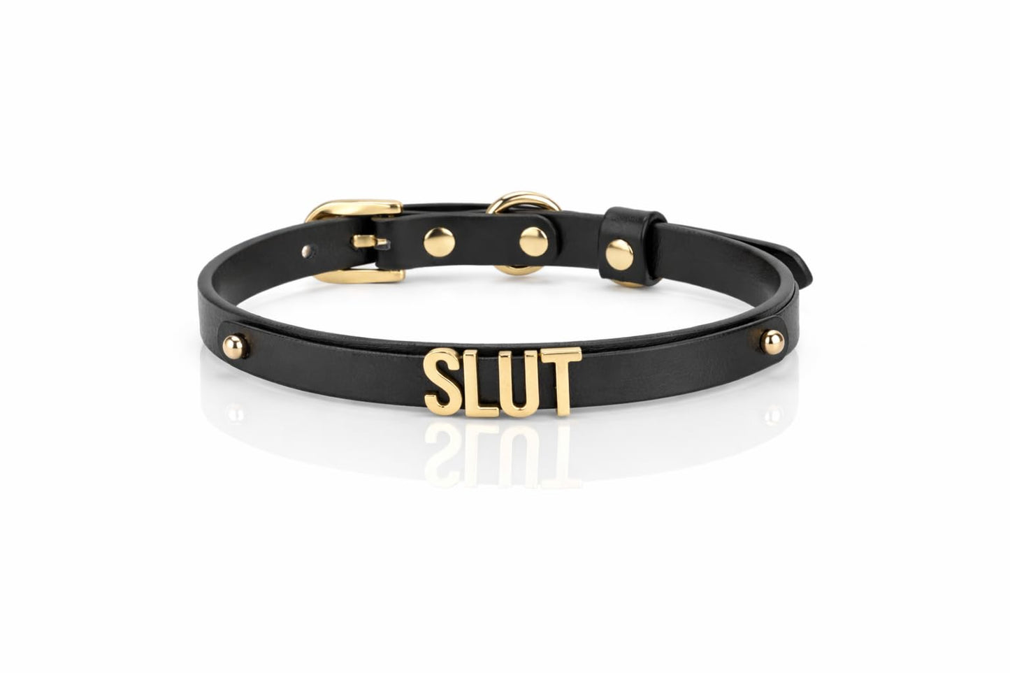 ZHIBIX GLOW Goth handmand Adjustable Leather Choker Necklace with Metal Letters for Women & Party Fashion (SLT, BLACK)