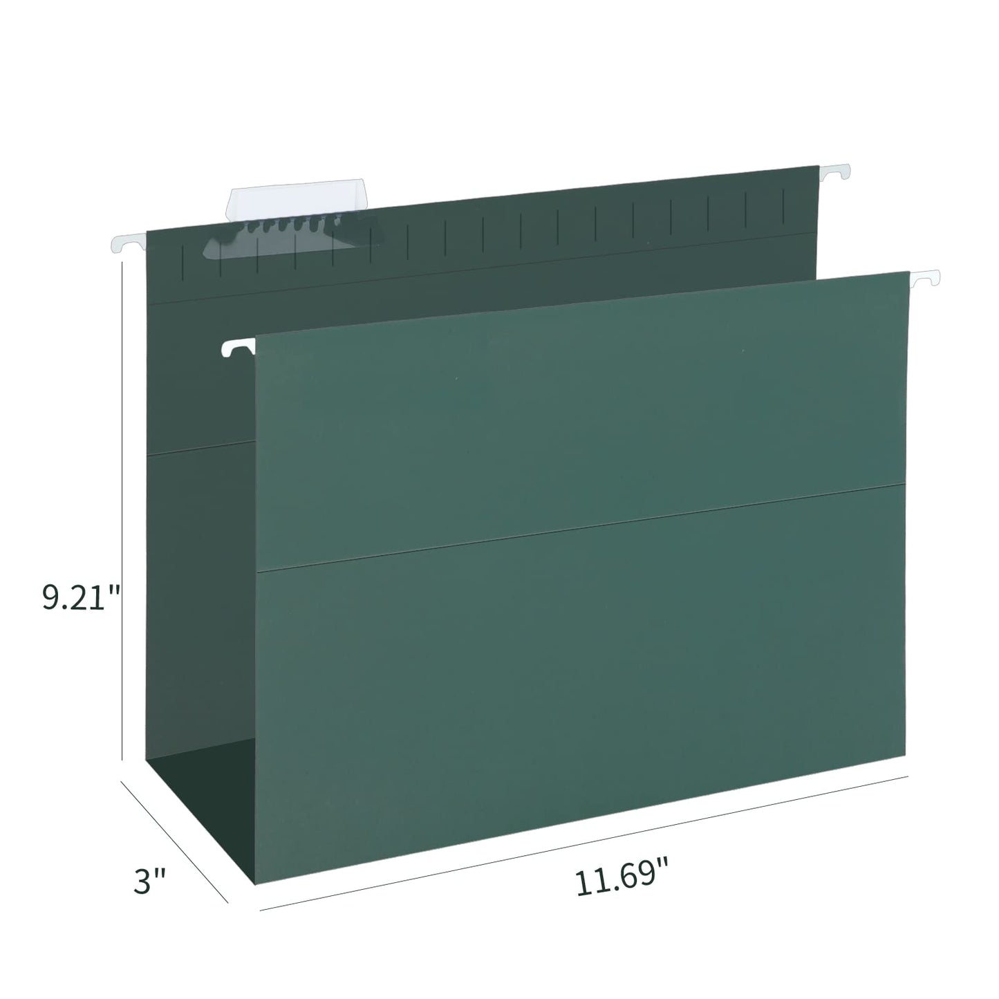 HERKKA Extra Capacity Hanging File Folders, 60 Pack Reinforced Letter Size Hanging Folders with Heavy Duty 3 Inch Expansion, Designed for Bulky Files, Medical Charts, Green