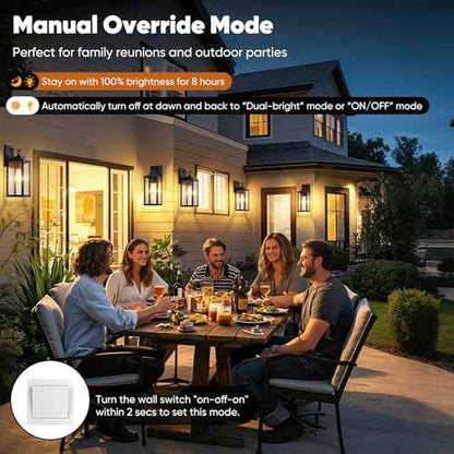 BesLowe 14¡± Upgraded Motion Sensor Outdoor Wall Lights, Dusk to Dawn Porch Lights Outdoor Wall Sconces, 3 Lighting Modes Exterior Lighting Fixtures with Hooks, Black Outside Lights for House, 2-Pack