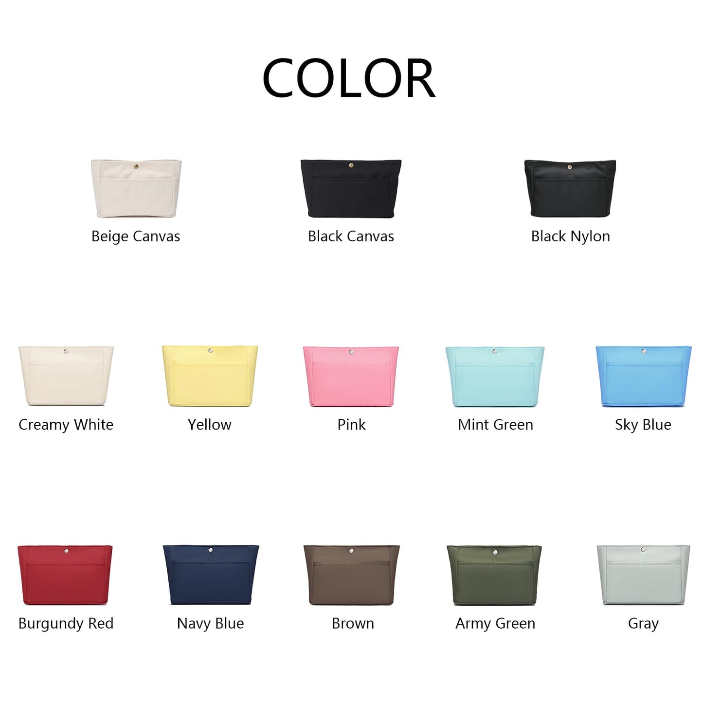 YONEBN waterproof Storage Bag Lightweight Large Capacity nylon Bag Inner Bag Handbag Organizer (Nylon/Army Green)