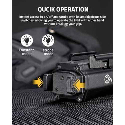 CVLIFE 1500 Lumens Pistol Flashlight Magnetic Rechargeable, Tactical Light for Pistol with Quick Install Adjustable Rail, Picatinny Flashlight with Strobe Function