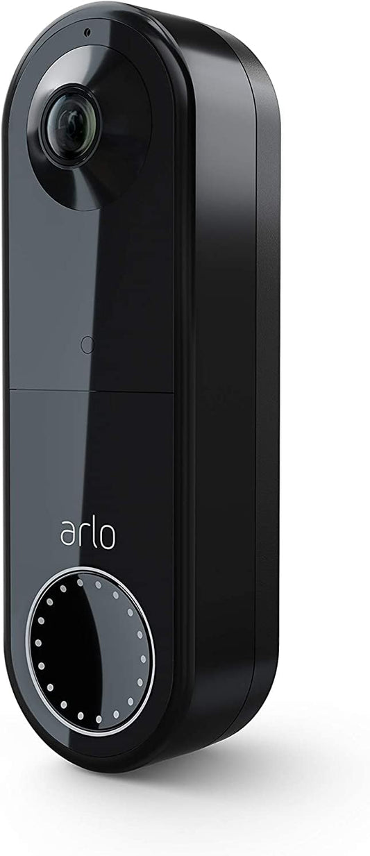 Arlo Essential Wire-Free Battery Operated Video Doorbell - HD Video, 180° View, Night Vision, 2 Way Audio, Direct to Wi-Fi No Hub Needed, Black - AVD2001B (Renewed)