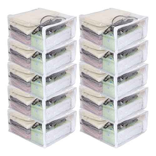 10-Pack Clear Vinyl Storage Bags 9 x 11 x 5 Inch with Zipper and 7.5" Display Pocket