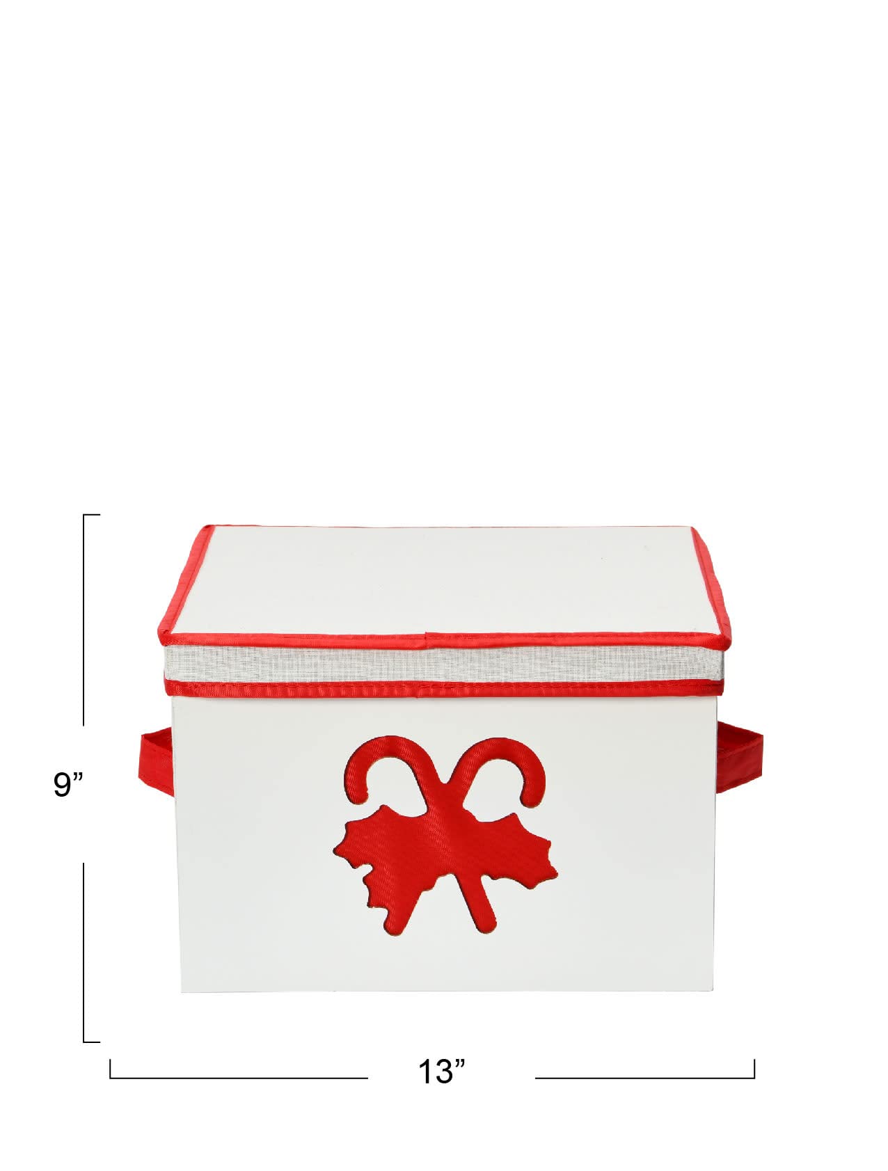 Household Essentials Medium Candy Cane Ornament Storage Box in Cream Polyester and Cardboard