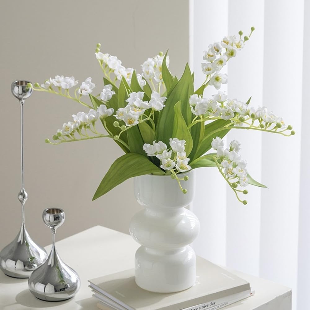 NatureMan 6 Branch Lily of The Valley Artificial Flowers,Simulation Lily of The Valley Silk Flower,Outdoor Bridal Wedding Bouquet for Home Garden Party Wedding Decoration