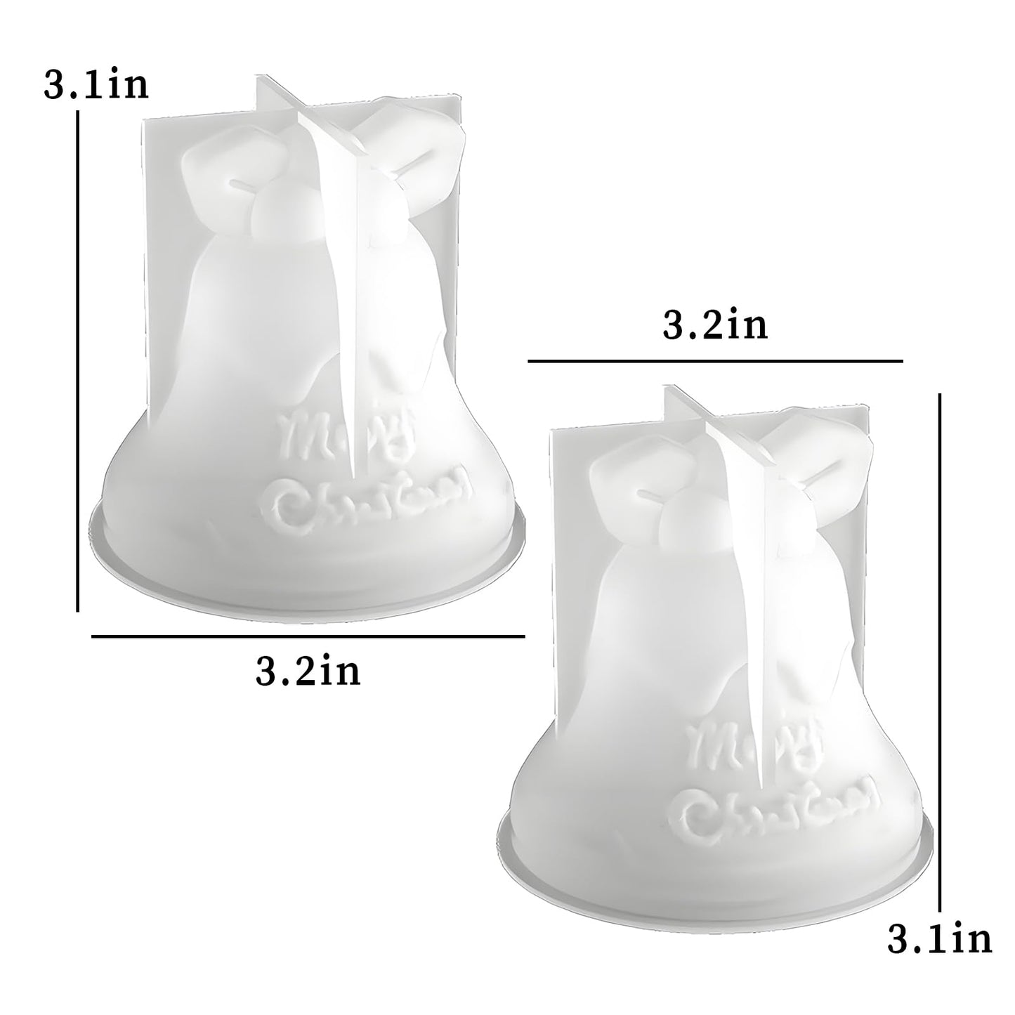 Wehous 2PCS Christmas Bell Silicone Molds for Resin Candle Soap Making, 3D Bell Candle Molds for Candle Making, Christmas Ornament Keychain Pendant Wall Hanging Car Freshie Art Craft Mold Kit Decor