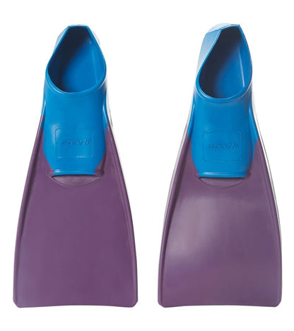 Sporti Adult-Kids Short Swim Fins, Floating Fin for Swimming & Snorkeling, Swim Flippers for Training - PurpleBlue - Youth 3-4 / W 5