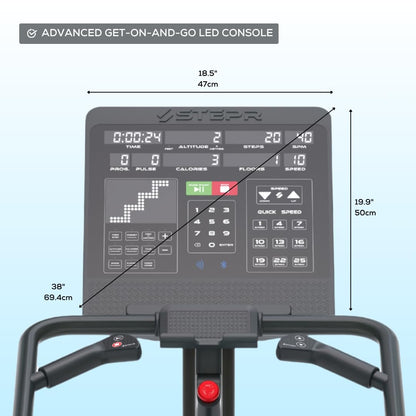 STEPR Classic Commercial Stair Climber Machine – Space-Saving Stairmaster for Home Gym, 8ft Ceiling Friendly, 140 SPM, LED Console & Strength Training Anchor Points