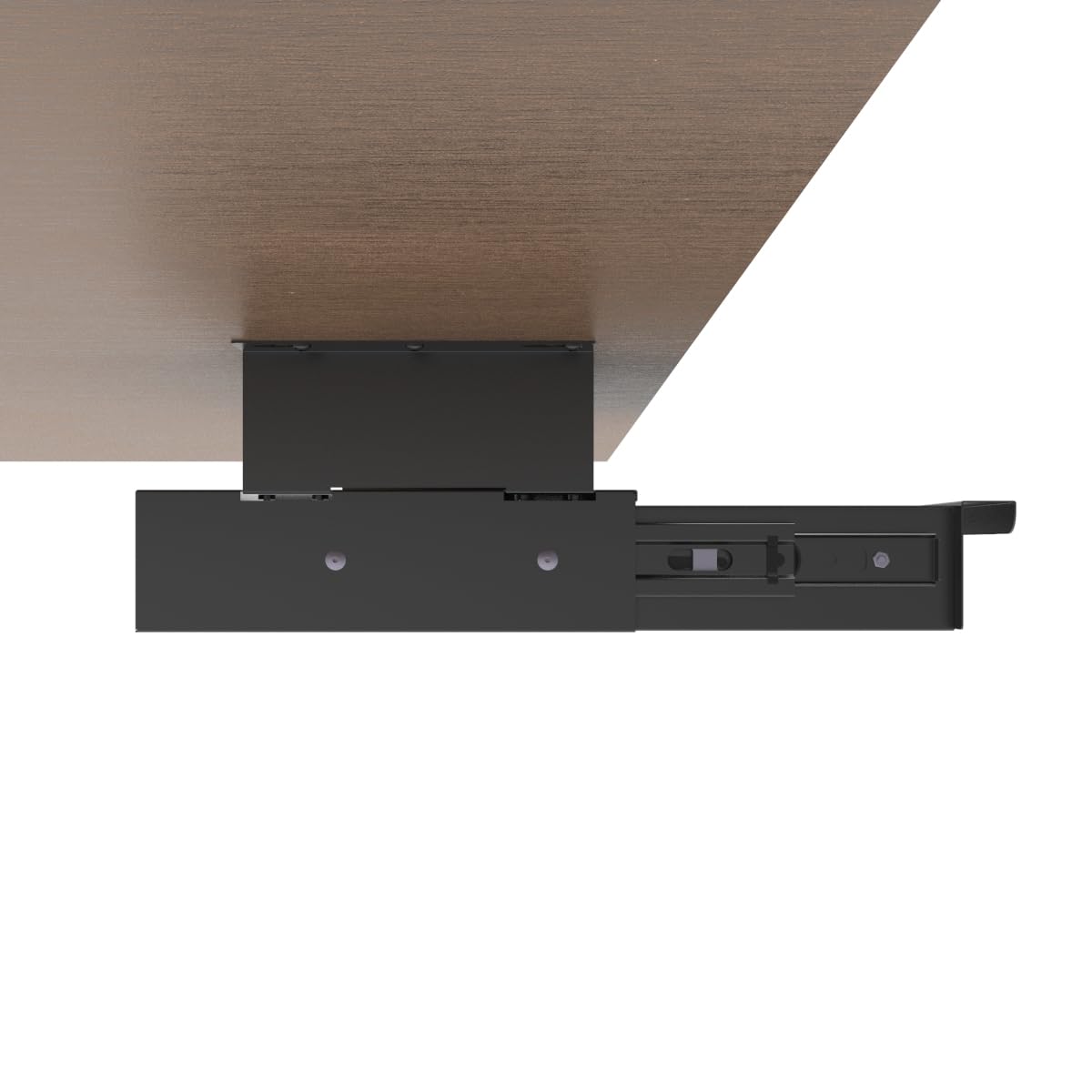Mofangtech Under Desk Drawer Sliding Out Attachment with Shell, 15.6" x 10" x 5.07" Pull Out Lockable Drawer Storage Organizer with Cable Mangement for Workbench or Standing Desk with High Crosspiece