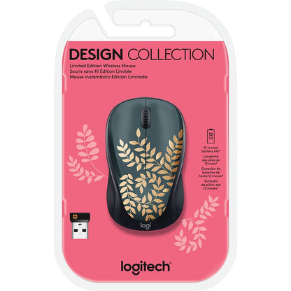 Logitech - Design Collection Limited Edition Wireless Compact Mouse with Colorful Designs - Golden Garden