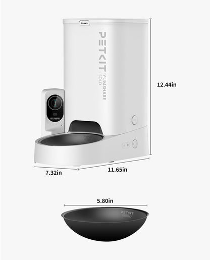 PETKIT Automatic Cat Feeder with Camera, 1080P HD Video with Night Vision, 2.4G WiFi Pet Feeder for Cat & Small Dog, 2-Way Audio & Meal Call Pet Food Dispenser with Desiccant Bag, Motion Capturing