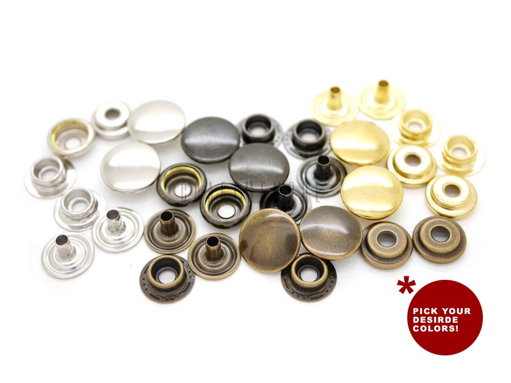 CRAFTMEMORE 50 Sets Antique Brass Snap Fasteners Ring-Socket Press Studs for Jacket Bag Canvas Closures #201 VT47 (12mm (0.47"))