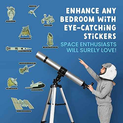Glow in The Dark Space Craft Wall Stickers Peel and Stick - 10 Large Bright Spaceship Wall Decals for Bedroom and Ceilings - Glow in The Dark Stars Accessory Decoration for Boys and Girls