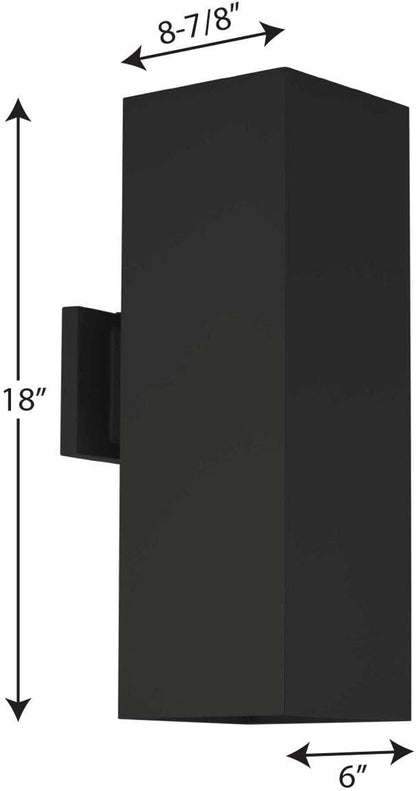Square Collection 6" Aluminum Outdoor Up/Down Wall Lantern Light Matte Black