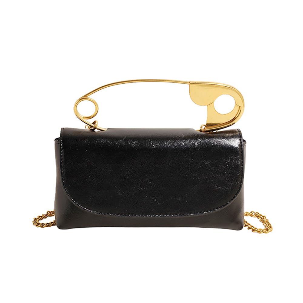 Clutch Purses for Women Creative Pin Shaped Vegan Leather Crossbody Purse Unique Purses for Women Handbag (Black)