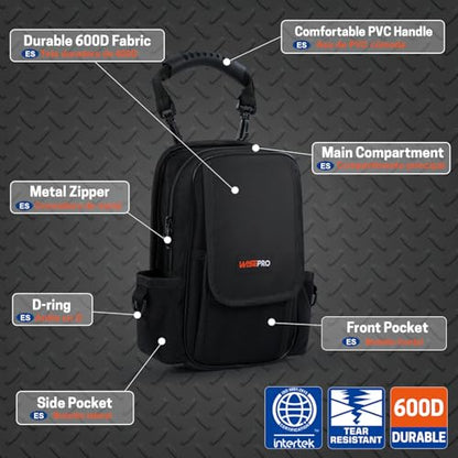Zippered Tech Tool Pouch, Waterproof 600D Electricians Technician Small Tool Bag with Handle, Electrician's Tool Pouch for Electrician, Carpenter, Mechanical