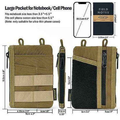 VIPERADE VE18 EDC Pouch, Pocket Organizer for Men, EDC Pocket Organizer, 3 Slots with 2 Zipper Pockets, Multitool Pouch