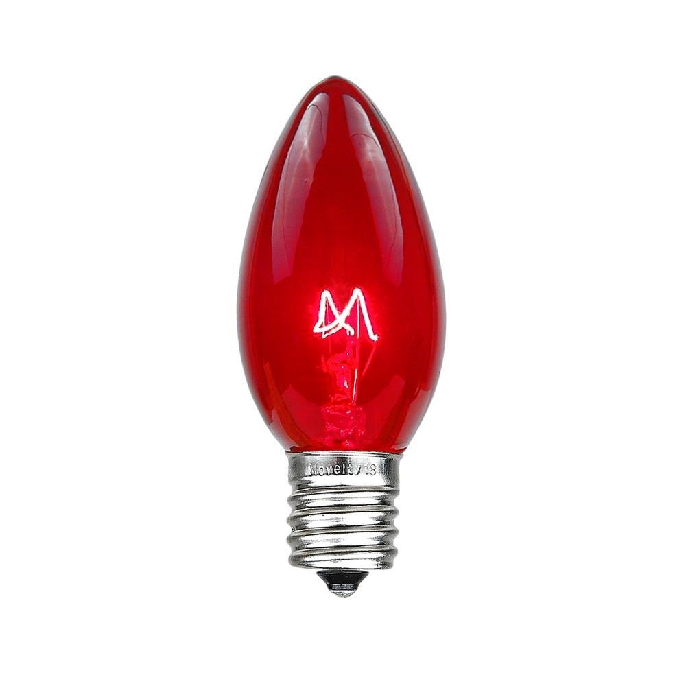 Novelty Lights Incandescent Christmas Replacement Bulbs - Indoor/Outdoor Individual Bulbs for Christmas Tree, Display, & More - C9/E17 Intermediate Base, 7 Watt Lights (Red, 25 Pack)