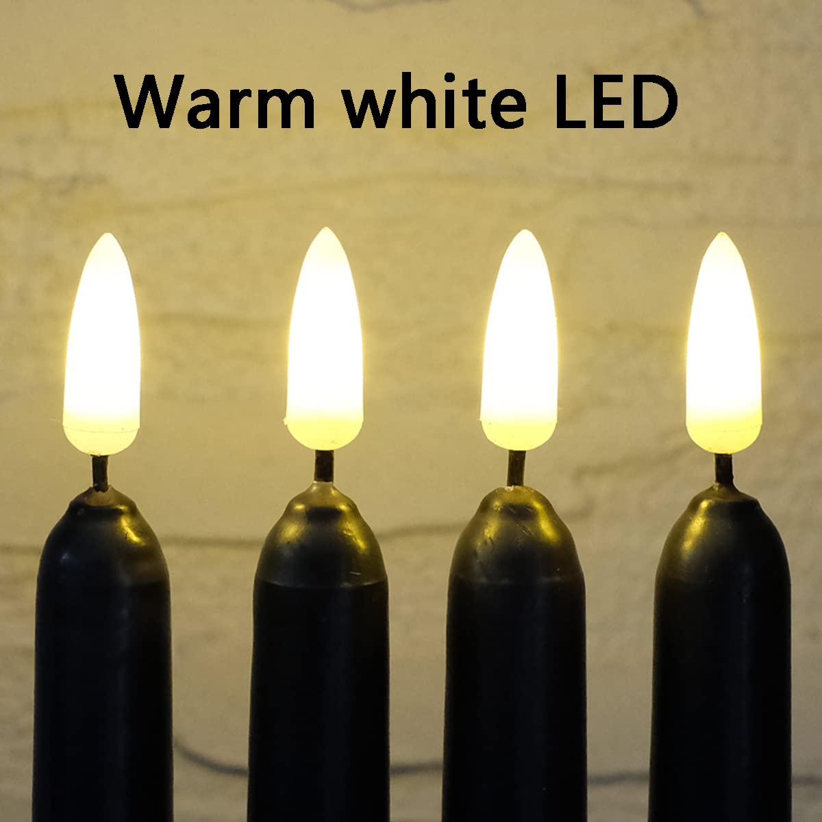 NONNO & ZGF 10 Pack Black 11'' LED Wax Covered Taper Candles with 2 Remote Control, Flameless Battery Operated Decor Candle, Warm White LED