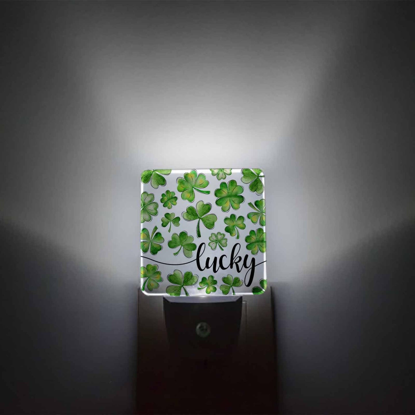 Green Lucky Clover Leaves Plug-in LED Night Lights St. Patrick's Day Shamrocks Auto Dusk-to-Dawn Sensor for Bedroom, Bathroom, Kitchen, Nursery, Hallway, Stairs, Wall Home Decor