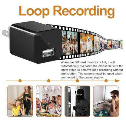 2025 New Hidden Camera Detector with Charger, 1080P Security Portable Camera, Mini Nanny Cam with Loop Working for Indoor/Ourdoor Surveillance, No Audio, No WiFi, up to 64GB SD Card (Not Included)