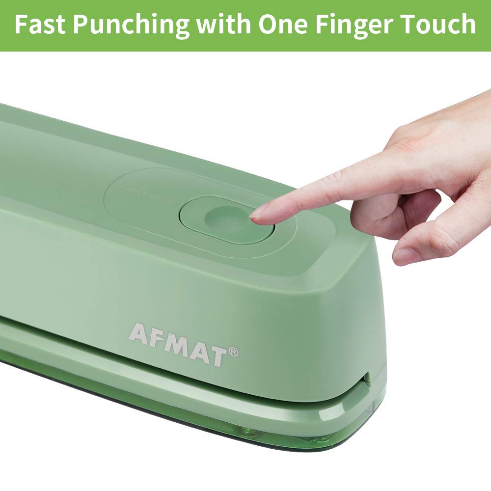 AFMAT Electric 3 Hole Punch, 20-Sheet 3 Hole Puncher for Binder, Effortless Punching, 9/32" Hole Diameter, Paper Hole Puncher 3 Hole Heavy Duty, for Office/School/Studio, AC or Battery Operated, HP10
