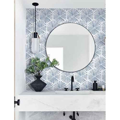 Guvana 17.3''¡¿118'' Peel and Stick Wallpaper Blue and White Wallpaper Modern Geometric Contact Paper for Bathroom Bedroom Striped Self-Adhesive Wall Paper for Cabinets Drawer