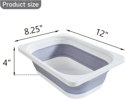 Beright Collapsible Storage Bin, Wash Basin Folding Dish Tub Sink, Space Saving for Dishing, Fruit, and Camping, Hiking and Home, 1 Pack, Grey, Small
