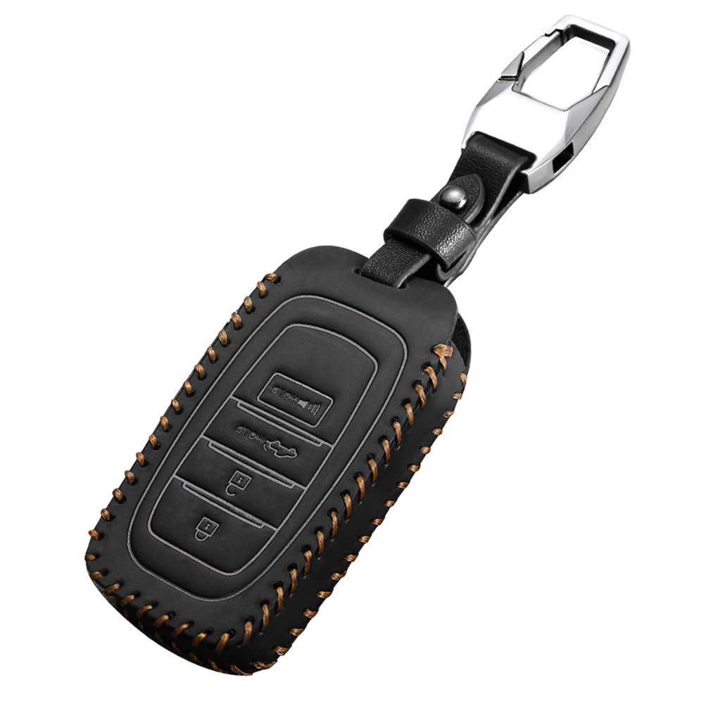 Avgardcat Leather Compatible with Toyota Key fob Cover for 2025 Grand Highlander Tacoma Tundra Land Cruiser Sequoia Accessories 4 Buttons Keychain
