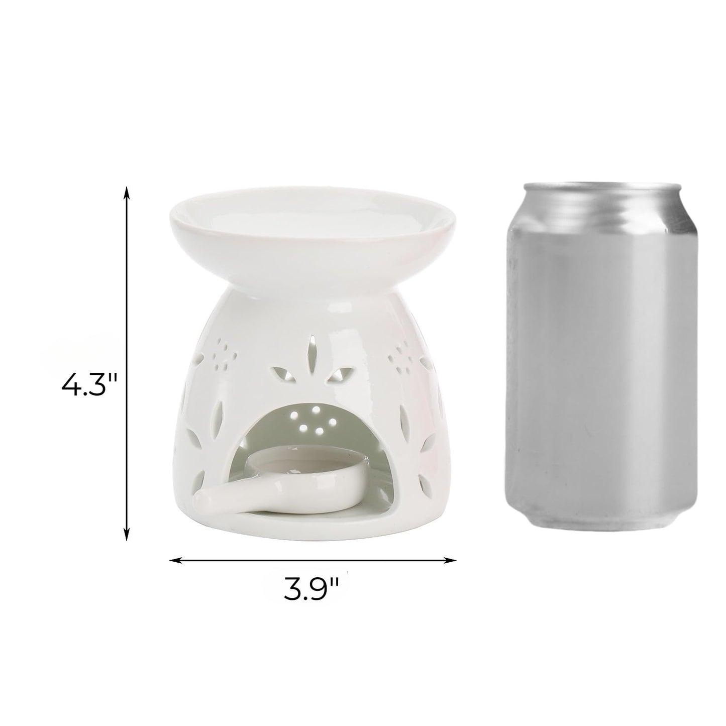 ZOOFOX 3 Pack Ceramic Essential Oil Burner, Tealight Wax Warmer with Candle Spoon, Aromatherapy Essential Tealight Candle Holder for Home Bedroom Decor, Christmas Housewarming Gift