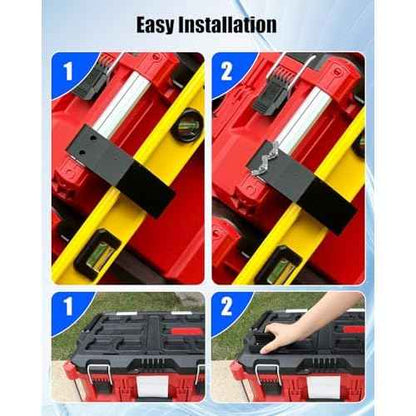 Extension Level Mount Holder Compatible with Milwaukee Packout Toolbox, Level or Vertical Ruler Stand Heavy Duty Level Mount Bracket Kit for Side and Top Mounting, 4 Packs Black