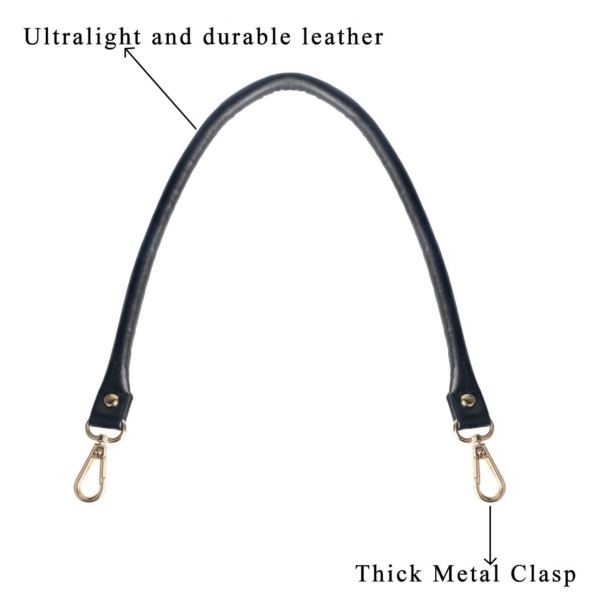 BEAULEGAN Purse Leather Handles Replacement 2 Pcs for Handbag, 23.6 Inch, Black Silver