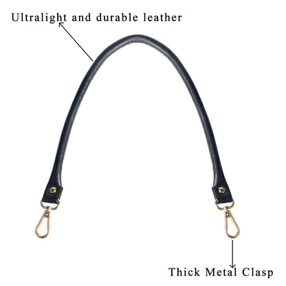 BEAULEGAN Purse Leather Handles Replacement 2 Pcs for Handbag, 23.6 Inch, Black Silver