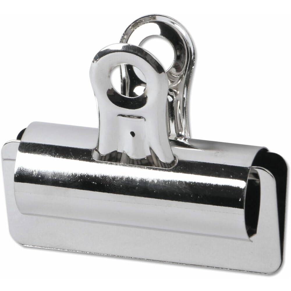 Universal Bulldog Clips, Large, Nickel, 12/Pack