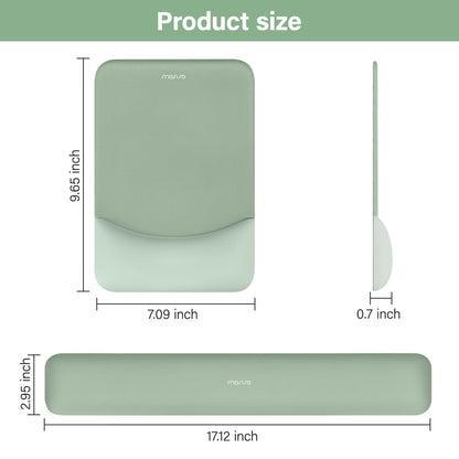 MOSISO Wrist Rest Support for Mouse Pad&Keyboard Set, Rectangular Ergonomic Mousepad Non-Slip Base Home/Office Pain Relief&Easy Typing Pad with Neoprene Cloth&Raised Curved Memory Foam, Green