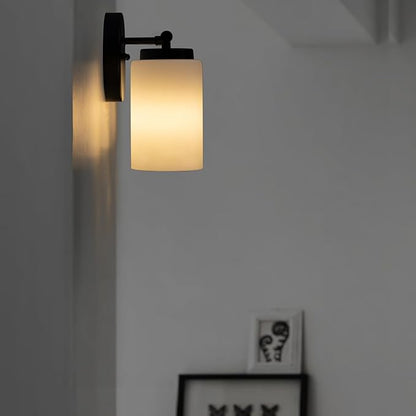 3-Light Bathroom Vanity Lighting Fixture, Industrial Black Wall Light Sconce Frosted Milky White Glass Shade