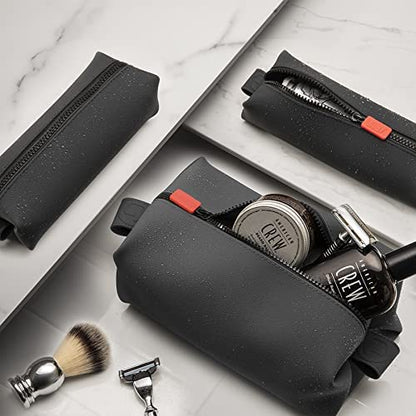 TOOLETRIES The Koby Dopp Kit - Silicone Toiletry Organizer, Bathroom Travel Bag - Heavy-Duty Zipper, Leak Resistance, Easy to Clean - 9" x 4.5" x 4.5" - Charcoal