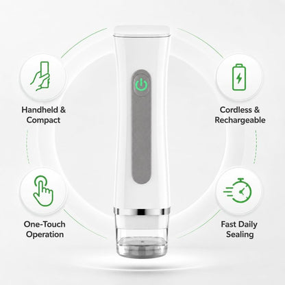 Handheld Vacuum Sealer for Food, Compact Portable Cordless Vacuum Sealer with 30 Reusable Bags, One-Touch Food Sealer for Kitchen, Freezer & Travel