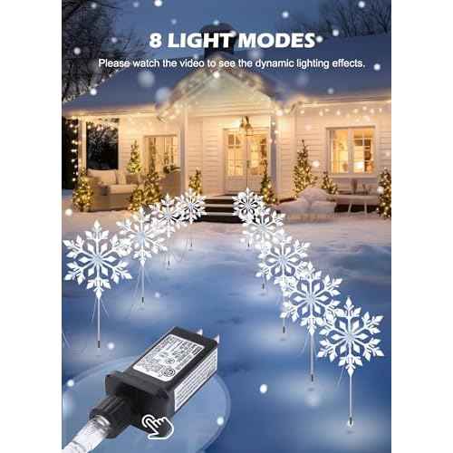 Brightown Snowflake Lights Outdoor, 10 Large Snowflake Christmas Pathway Lights, Christmas Decorations Outside Yard Sidewalk Walkway Driveway Marker Garden Lawn Stakes with LED Lights, White