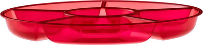 Plasticpro 6 Sectional Round Plastic Serving Tray/Platter (2, Red)