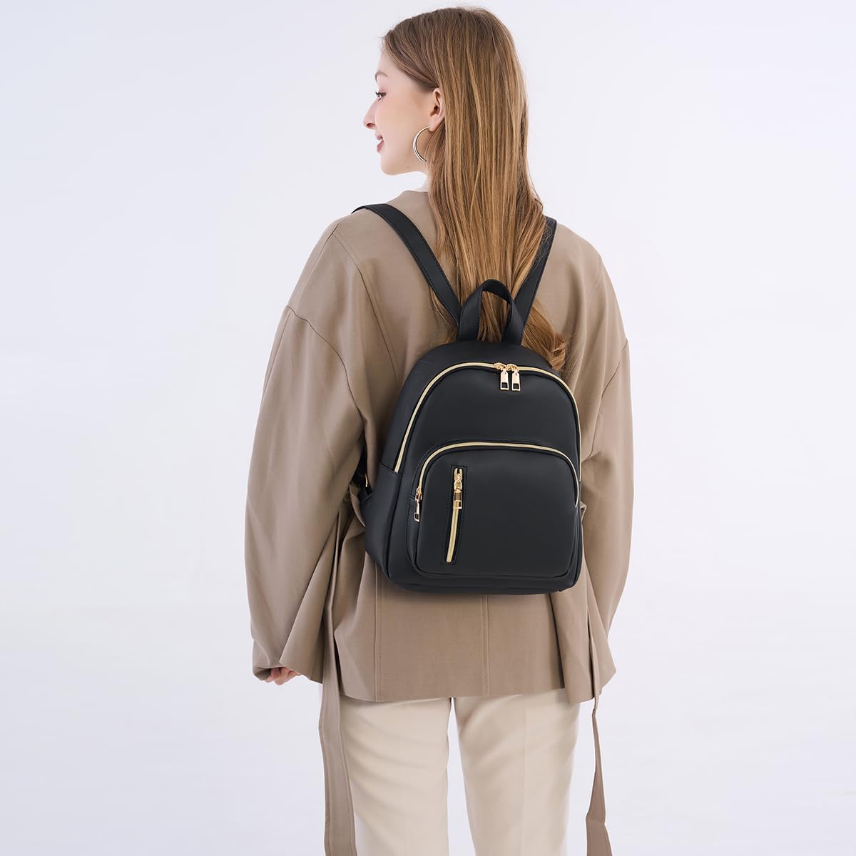 YANAIER Women Mini Backpack Purse PU Leather Anti-theft Backpack Ladies Fashion Casual Travel Daypack Rucksack Black