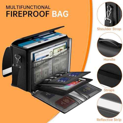 DocSafe Fireproof Document Bag with Multiple Pockets,5200¡ÆF Large (17¡±x12.5¡±x7.2¡±) File Organizer Fireproof Waterproof Bag Important Document Holder Home Office Portable Filing Storage for Valuables