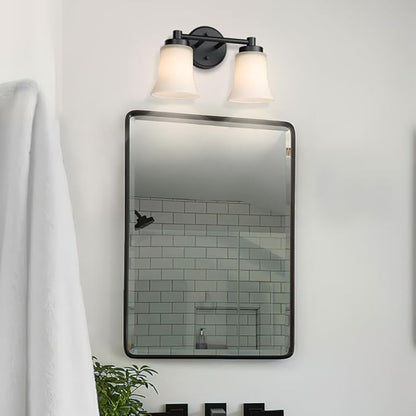 XiNBEi Lighting Bathroom Vanity Light, Vintage 2 Light Sconces Wall Light with Glass, Black Wall Mounted Light XB-W1235-2-MB
