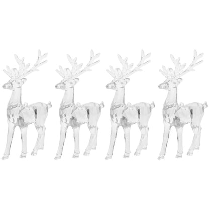 FAVOMOTO 4PCS Acrylic Christmas Reindeer Ornaments, Clear Reindeer Figurine Holiday Party Desk Decorations Table Centerpiece for Home Shelf Table Home Display