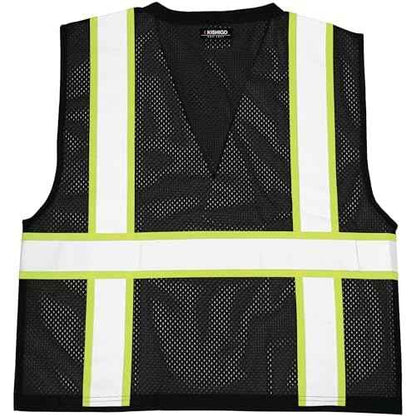Kishigo Black Enhanced Visibility Men's Vest B100, Multi Pocket Mesh Hi-Vis Vest, Ultra-Cool Polyester, 6 Pockets, Zipper