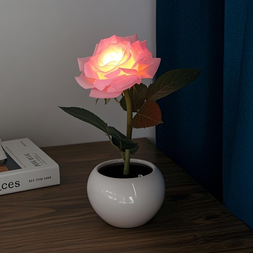 Naimo Flower Night Light Rechargeable LED Night Lamp Rose Table Lamp for Bedroom Living Room Birthday Party Desktop Home Decor