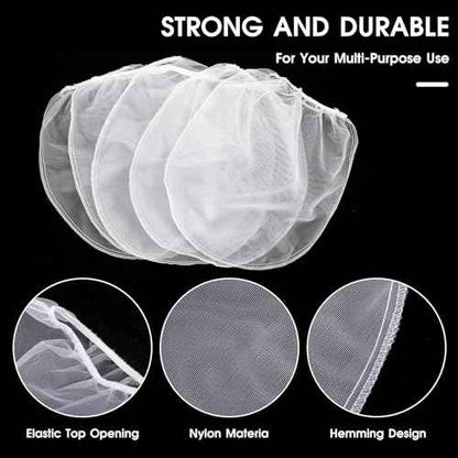 10Pcs Paint Strainer Bag, 1 Gallon Paint Filter with Elastic Drawstring White Fine Mesh Top Opening Nylon Mesh Filter for Paint Gardening