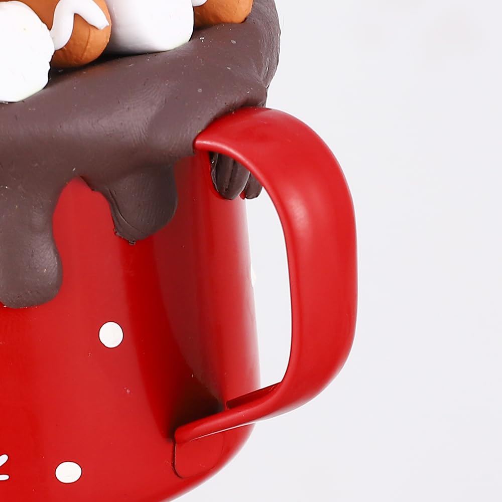 PageebO Gingerbread Man Mug Ornaments Set, 2Ft Clay Gingerbread Man in Mug Candy Shatterproof Pendents for Christmas Tree Decorations Indoor Outdoor Cute Xmas Decor Gift Home New Year Party Supplies