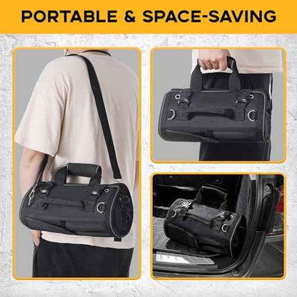 Heavy Duty Roll-Up Tool Bag with 2 Detachable Zipper Pouches, Compact and Portable Large Capacity Tool Storage, Versatile Tool Organizer for Mechanics, Electricians, and DIY Enthusiasts