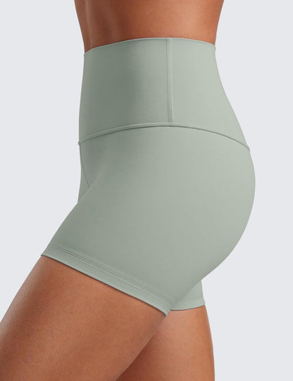 CRZ YOGA Butterluxe Biker Shorts 4'' - High Waisted Booty Workout Volleyball Yoga Womens Spandex Green Palm Court X-Large